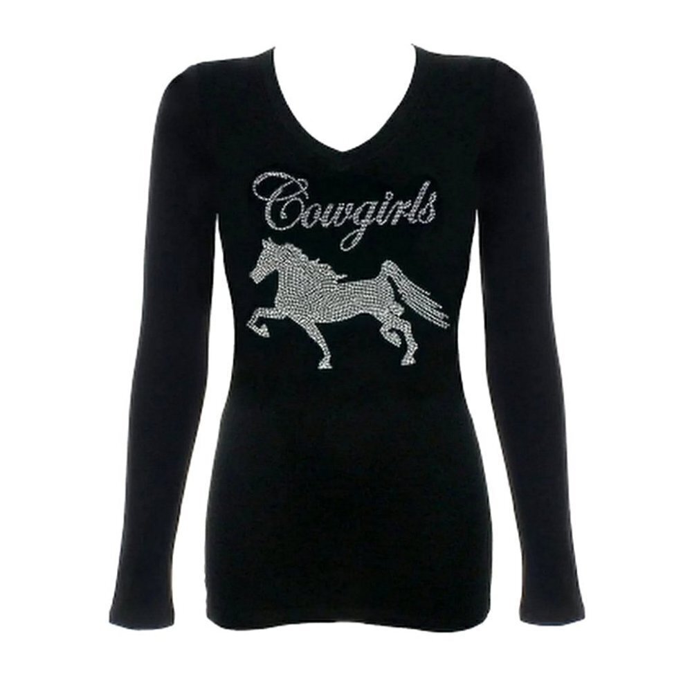 Long Sleeve Arabian Horse Cowgirls Bling T-Shirt